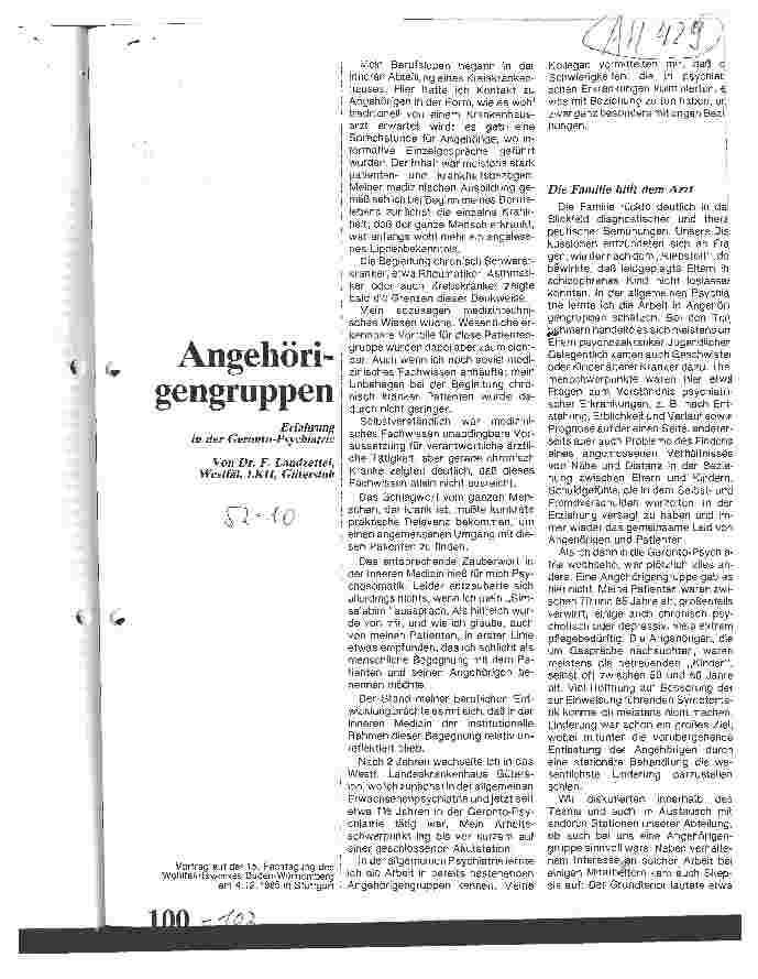 Vorschauseite 1: Angehörigengruppen Erfahrung in der Geronto-Psychiatrie