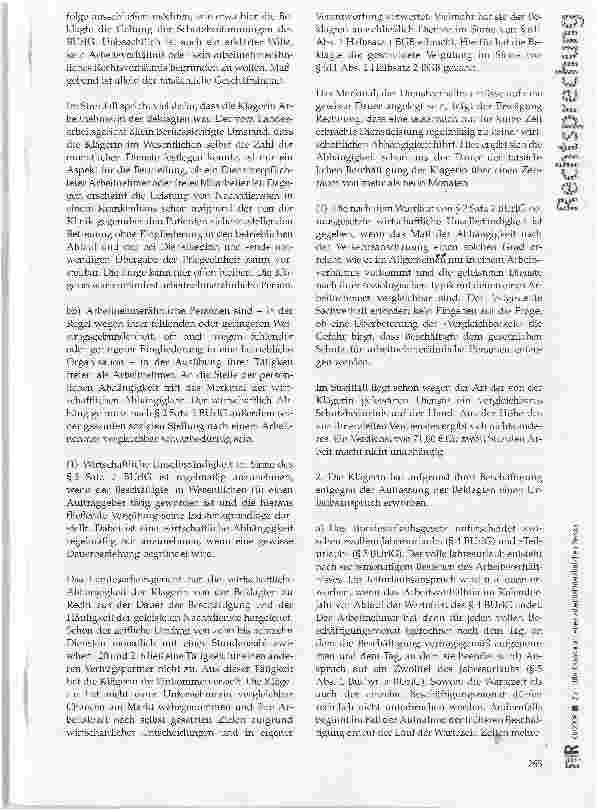 Vorschauseite 3: Zum Urlaubsanspruch einer arbeitnehmerähnlichen Person