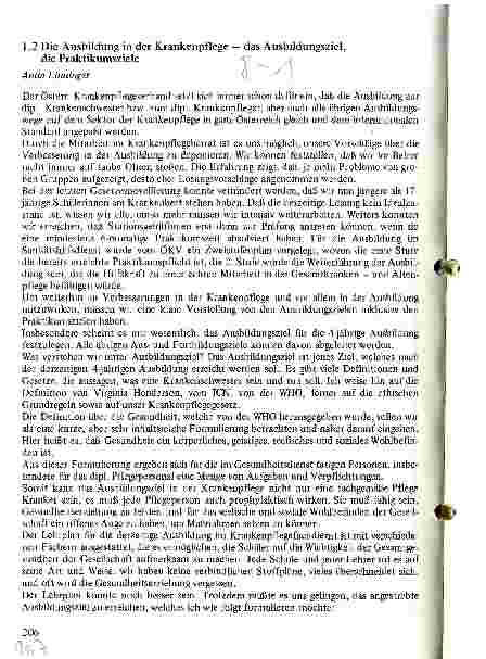 Vorschauseite 1: Die Ausbildung in der Krankenpflege - das Ausbildungsziel, die Praktikumsziele