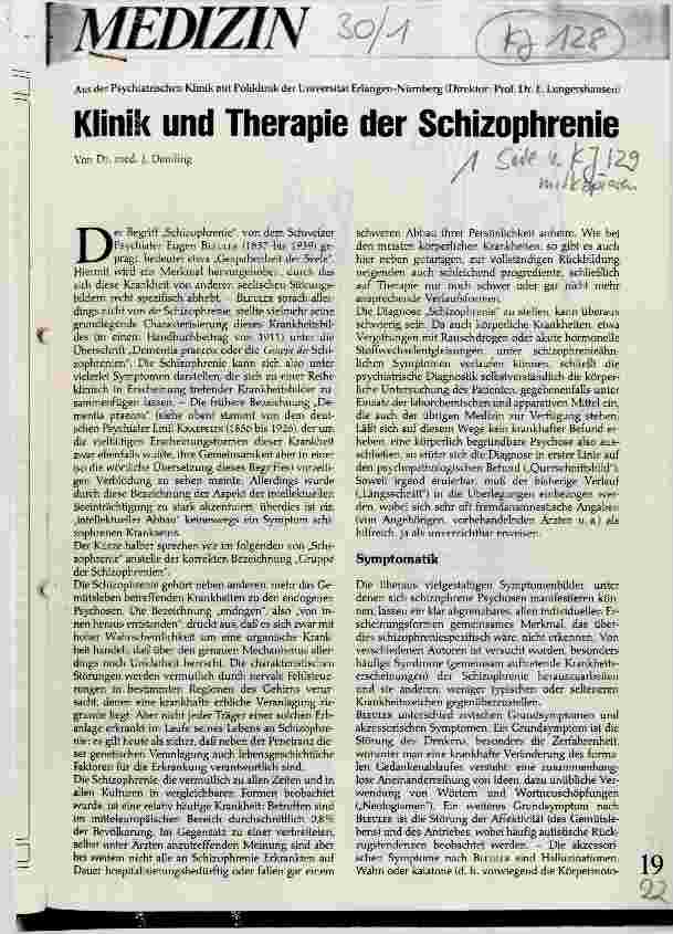 Vorschauseite 1: Klinik und Therapie der Schizophrenie