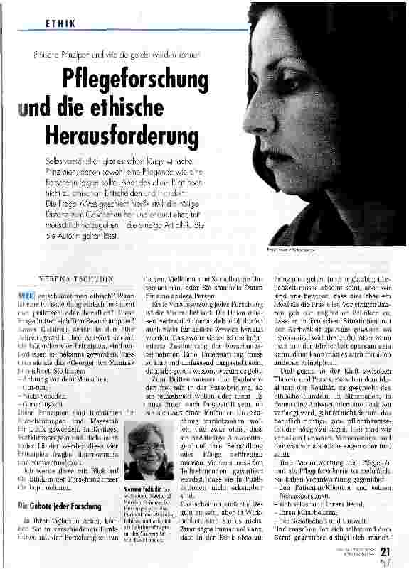 Vorschauseite 1: Pflegeforschung und die ethische Herausforderung Ethische Prinzipien und wie sie gelebt werden können