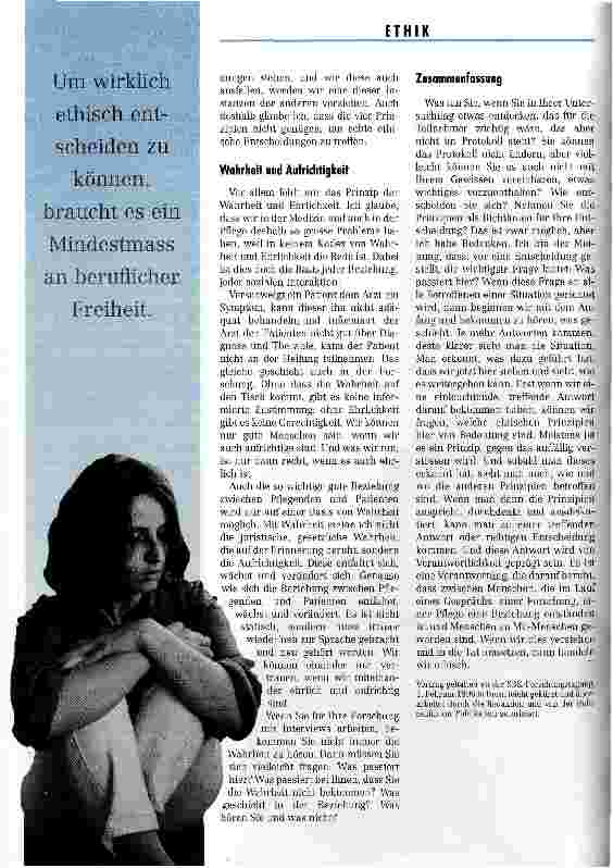 Vorschauseite 6: Pflegeforschung und die ethische Herausforderung Ethische Prinzipien und wie sie gelebt werden können