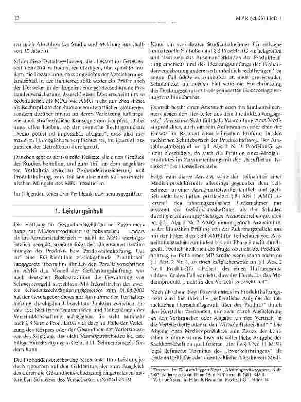 Vorschauseite 2: Die Probandenversicherung bei klinischen Prüfungen mit Medizinprodukten