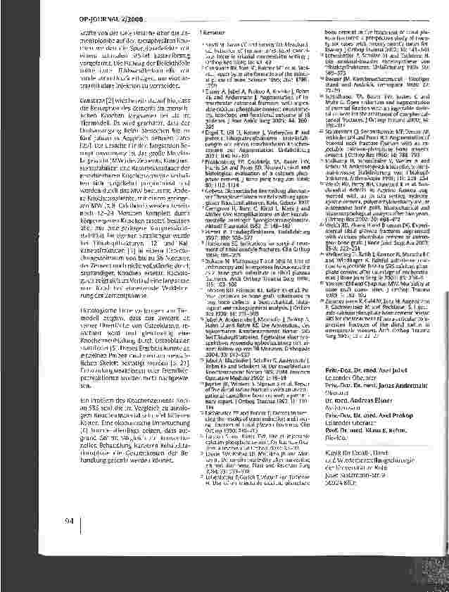 Vorschauseite 5: Norian SRS als Knochenersatzstoff - Indikationen, Technik und Komplikationen