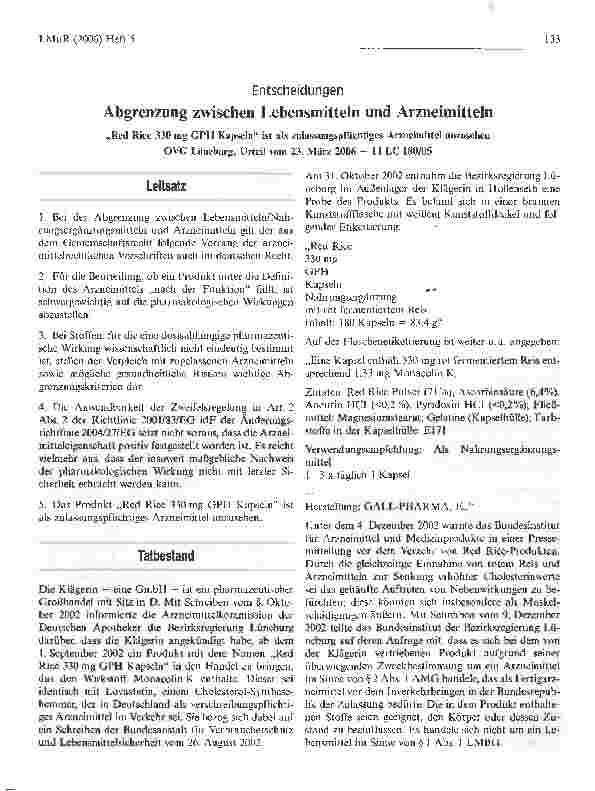 Vorschauseite 1: Abgrenzung zwischen Lebensmitteln und Arzneimitteln