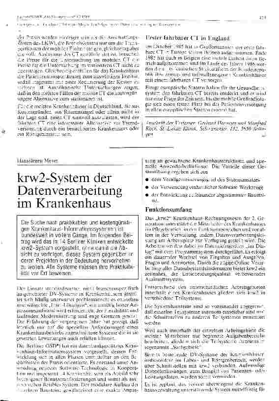 Vorschauseite 1: krw2-System der Datenverarbeitung im Krankenhaus