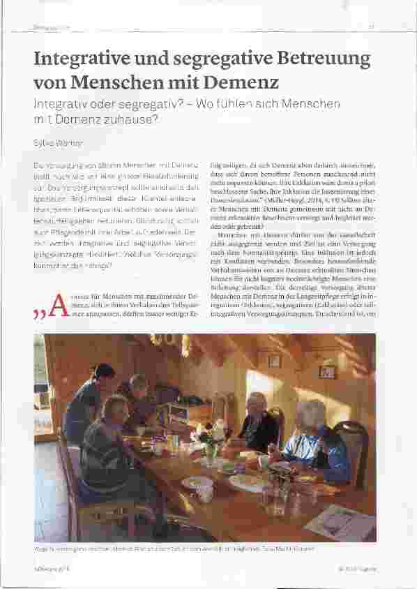 Vorschauseite 1: Integrative und segregative Betreuung von Menschen mit Demenz