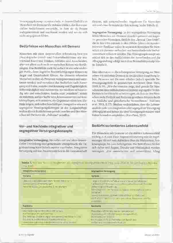 Vorschauseite 2: Integrative und segregative Betreuung von Menschen mit Demenz