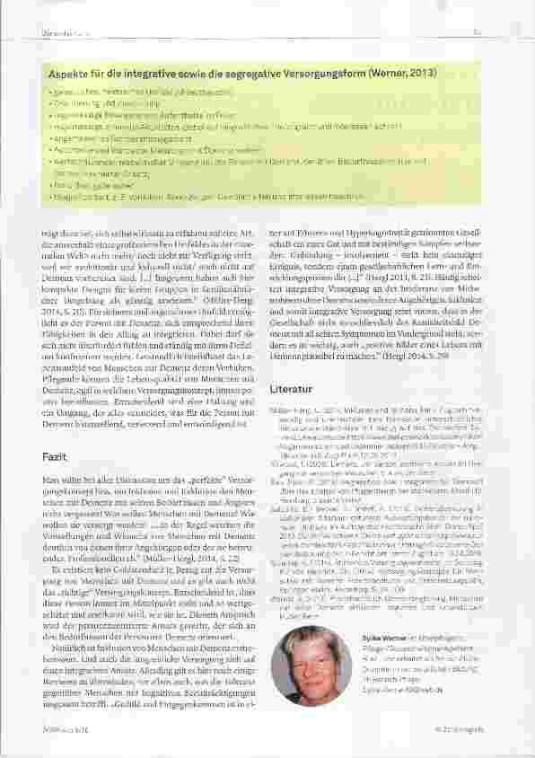 Vorschauseite 3: Integrative und segregative Betreuung von Menschen mit Demenz