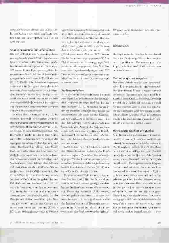 Vorschauseite 5: Der Effekt von Physiotherapie am Arbeitsplatz auf Kopf-, Schulterund Nackenschmerzen bei Büroangestellten