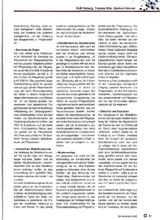 Vorschauseite 2: Stärkung der Kommunen in der Pflege und die Modellkommunen: Ziele, Probleme, Gestaltungsoptionen