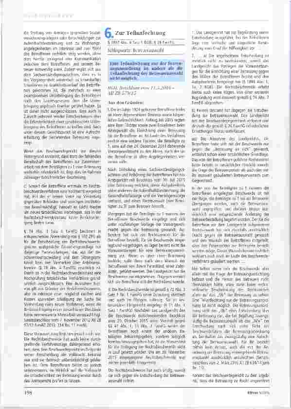 Vorschauseite 3: Zur Betreuungsaufhebung §§ 26 Abs. 1, 74 Abs. 3 Satz 4 FamFG; § 559 Abs. 1 ZPO; § 1896 Abs. 1 BGB Schlagworte: Mangelnde Mitwirkung des Betroffenen