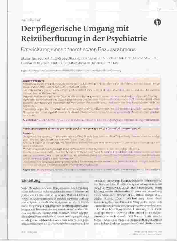 Vorschauseite 1: Der pflegerische Umgang mit Reizüberflutung in der Psychiatrie