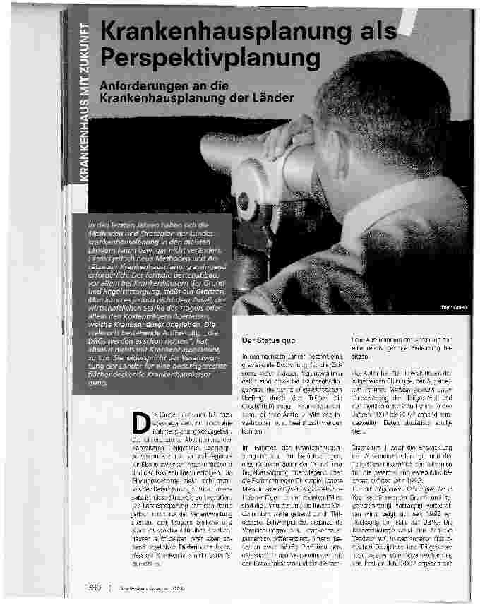 Vorschauseite 1: Krankenhausplanung als PerspektivplanungAnforderungen an die Krankenhausplanung der Länder