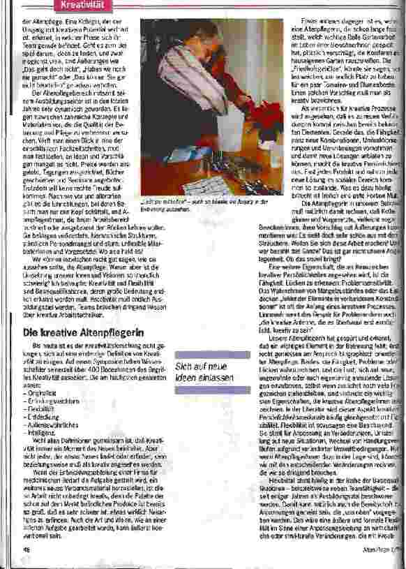 Vorschauseite 2: Es gibt nicht nur eine Lösung Kreativität in der Altenpflege: Neue Ideen entwickeln, neue Ansätze verwirklichen
