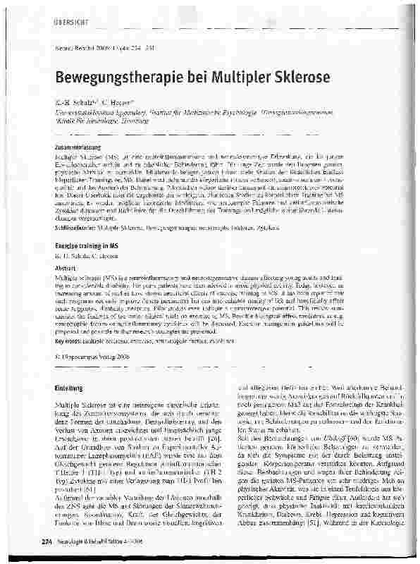 Vorschauseite 1: Bewegungstherapie bei Multipler Sklerose