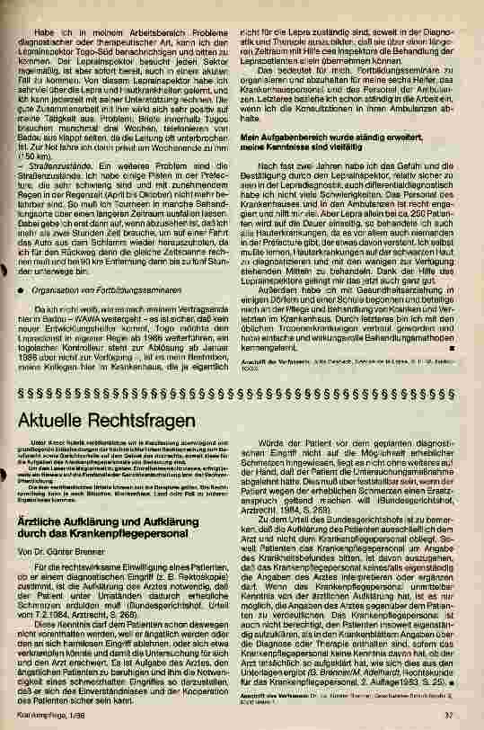 Vorschauseite 3: Meine Arbeit mit den Leprapatienten Als Entwicklungshelferin im Lepraeinsatz in Togo/Westafrika