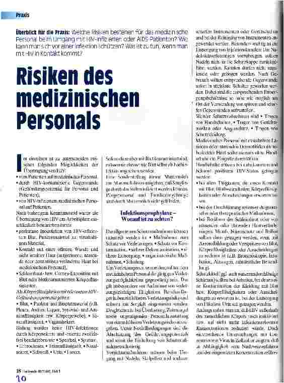 Vorschauseite 1: Risiken des medizinischen Personals