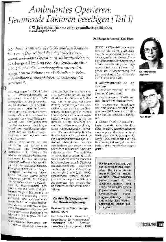 Vorschauseite 1: Ambulantes Operieren: Hemmende Faktoren beseitigen (Teil I) DKI-Bestandsaufnahme zeigt gesundheitspolitischen Handlungsbedarf