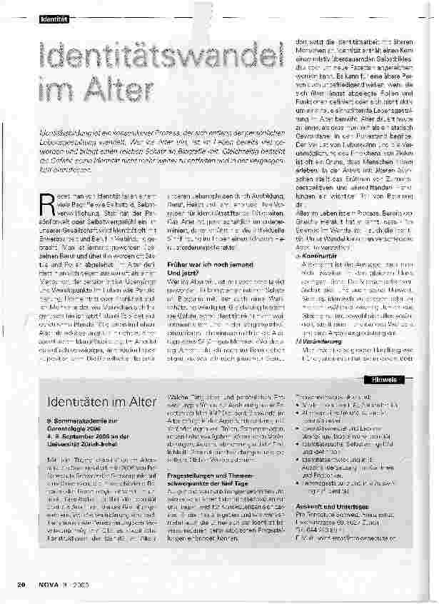Vorschauseite 1: Identitätswandel im Alter
