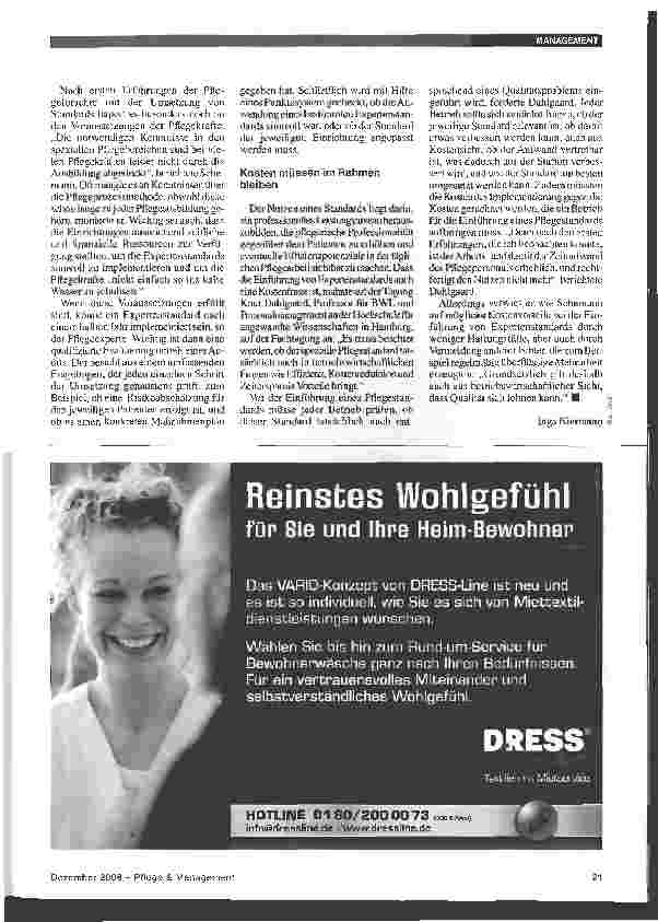 Vorschauseite 2: Haftungsansprüche beschleunigen Einführung von Expertenstandards in der Pflege