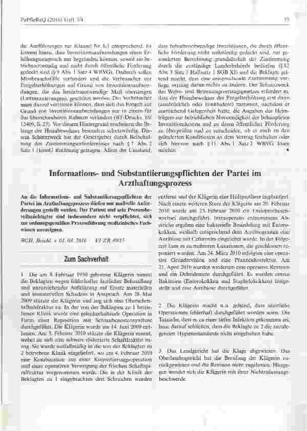 Vorschauseite 1: Informationsund Substantiierungspflichten der Partei im Arzthaftungsprozess