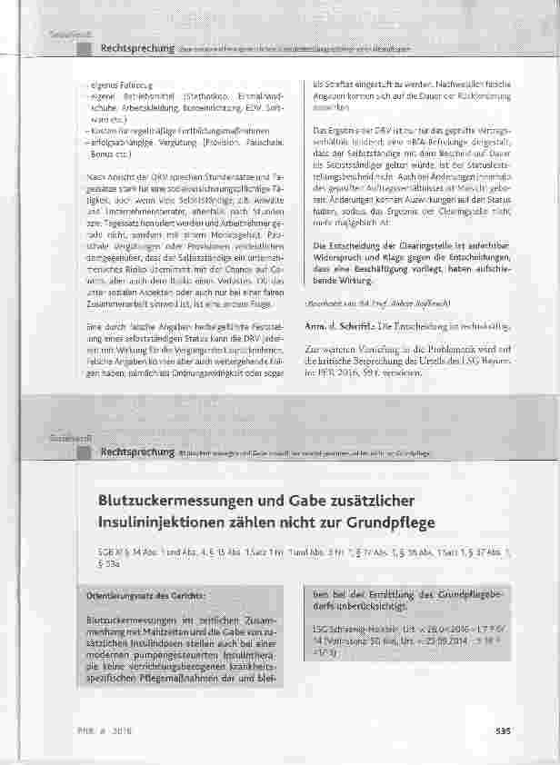Vorschauseite 1: Blutzuckermessungen und Gabe zusätzlicher Insulininjektionen zählen nicht zur Grundpflege