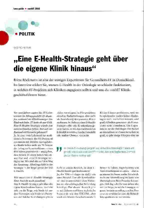 Vorschauseite 1: Eine E-Health-Strategie geht über die eigene Klinik hinaus