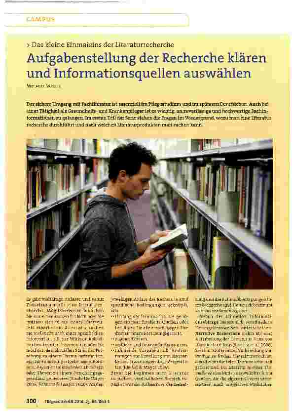 Vorschauseite 1: Aufgabenstellung der Recherche klären und Informationsquellen auswählen