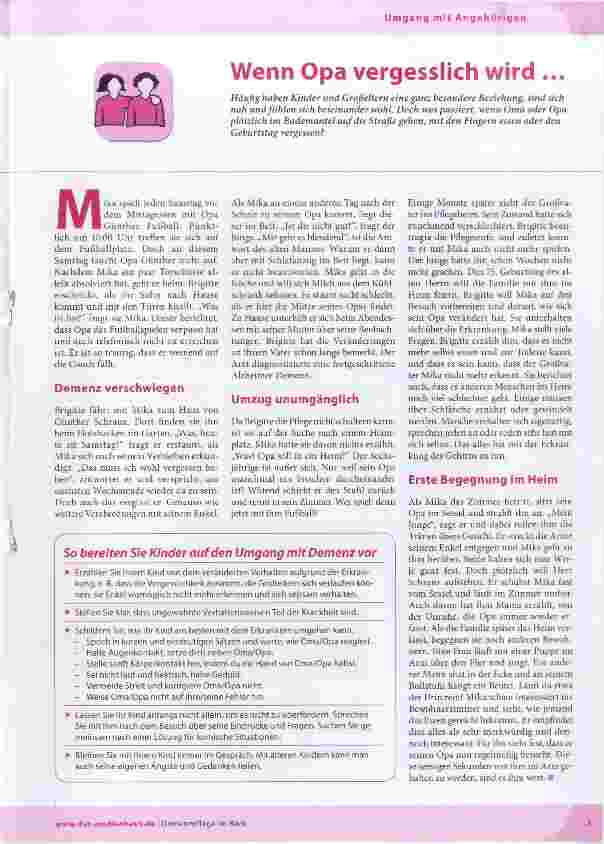 Vorschauseite 1: Wenn Opa vergesslich wird ...