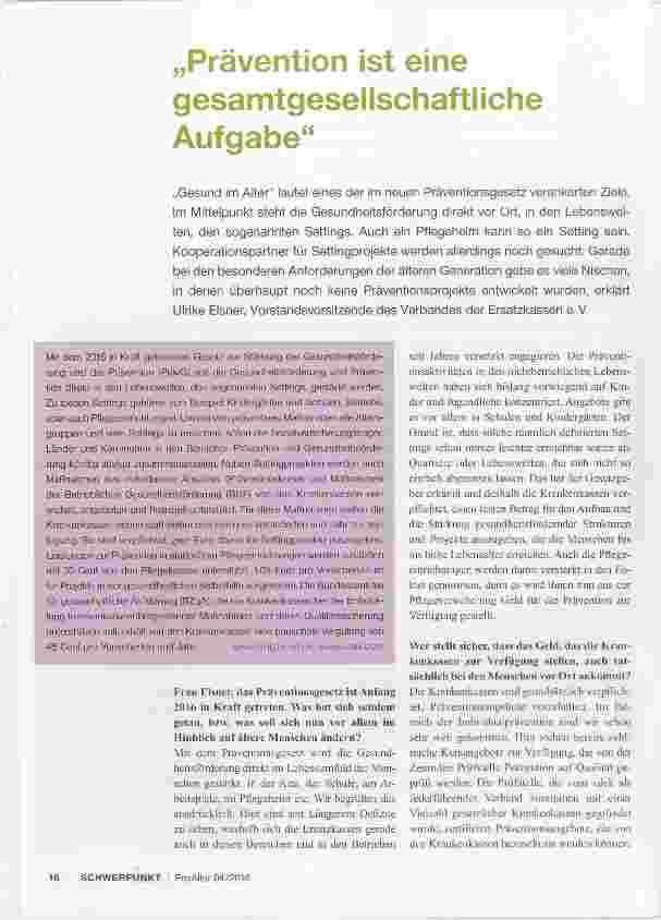Vorschauseite 1: Prävention ist eine gesamtgesellschaftliche Aufgabe