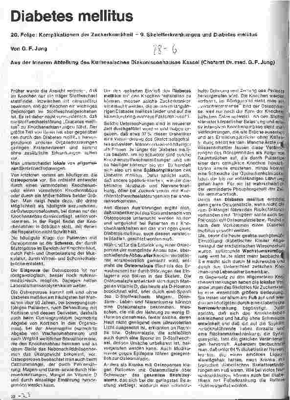 Vorschauseite 1: Diabetes mellitus 20. Folge: Komplikationen der Zuckerkrankheit 9. Skeletterkrankungen und Diabetes mellitus