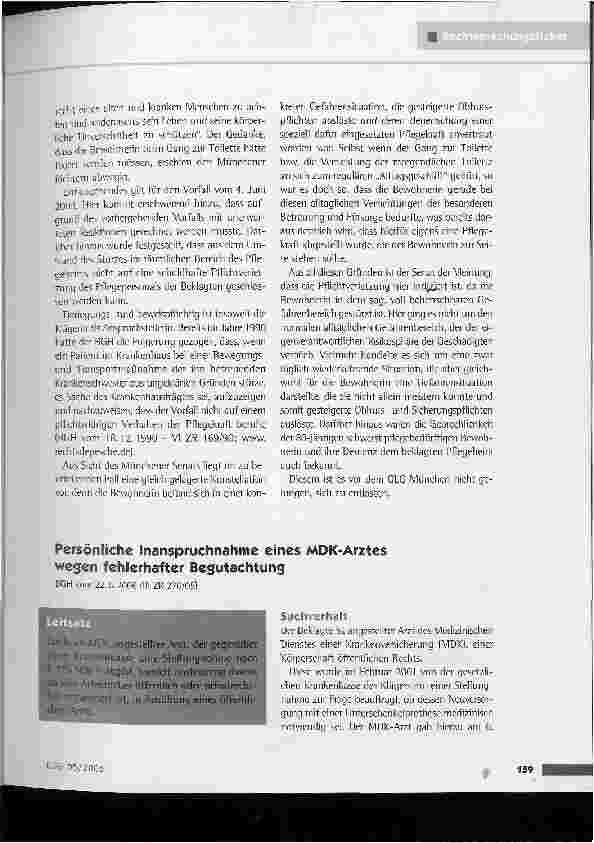 Vorschauseite 1: Persönliche Inanspruchnahme eines MDK-Arztes wegen fehlerhafter Begutachtung