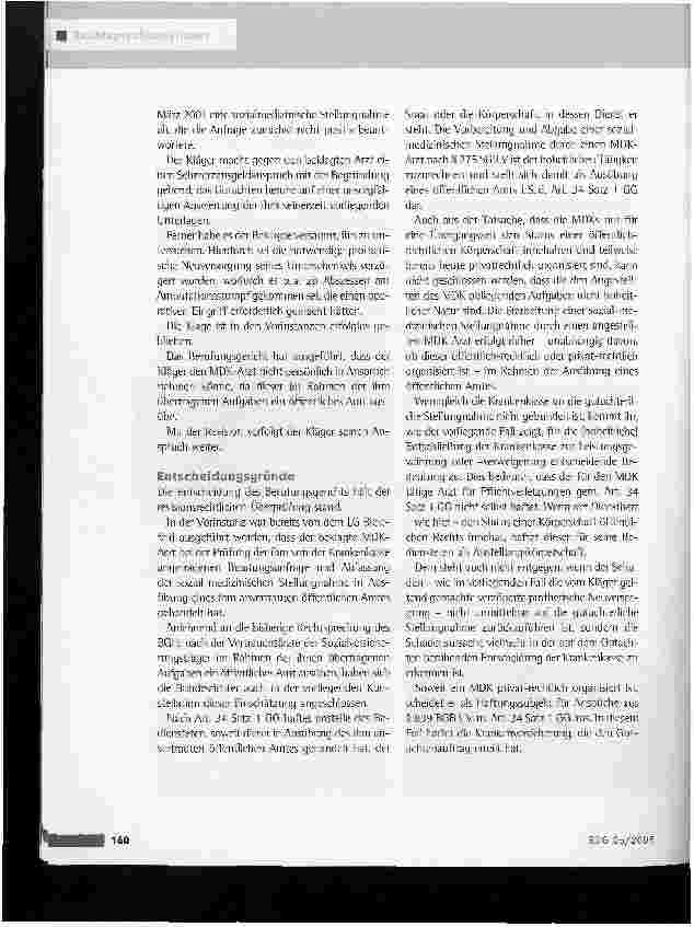 Vorschauseite 2: Persönliche Inanspruchnahme eines MDK-Arztes wegen fehlerhafter Begutachtung