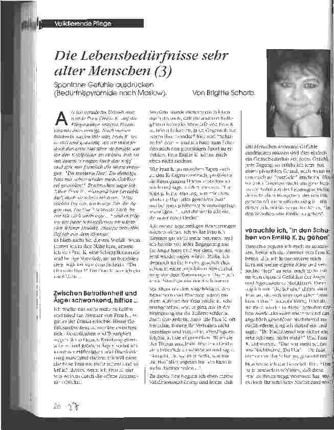 Vorschauseite 1: Die Lebensbedürfnisse sehr alter Menschen (3) Spontane Gefühle ausdrücken (Bedürfnispyramide nach Maslow)