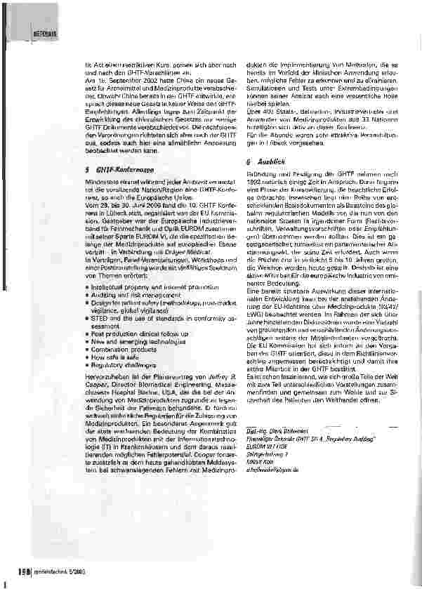 Vorschauseite 4: Global Harmonization Task Force (GHTF)Zweck - Aufgabe - Ziel