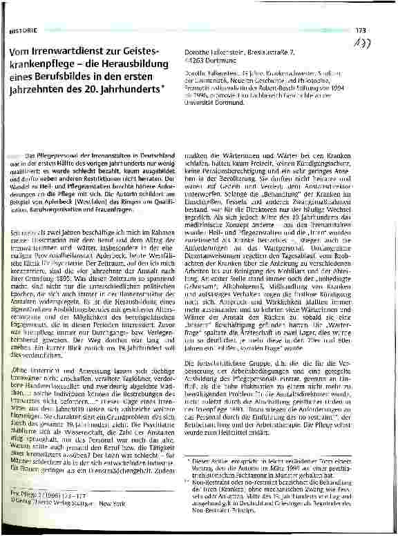 Vorschauseite 1: Vom Irrenwartdienst zur Geisteskrankenpflege - die Herausbildung eines Berufsbildes in den ersten Jahrzehnten des 20. Jahrhunderts