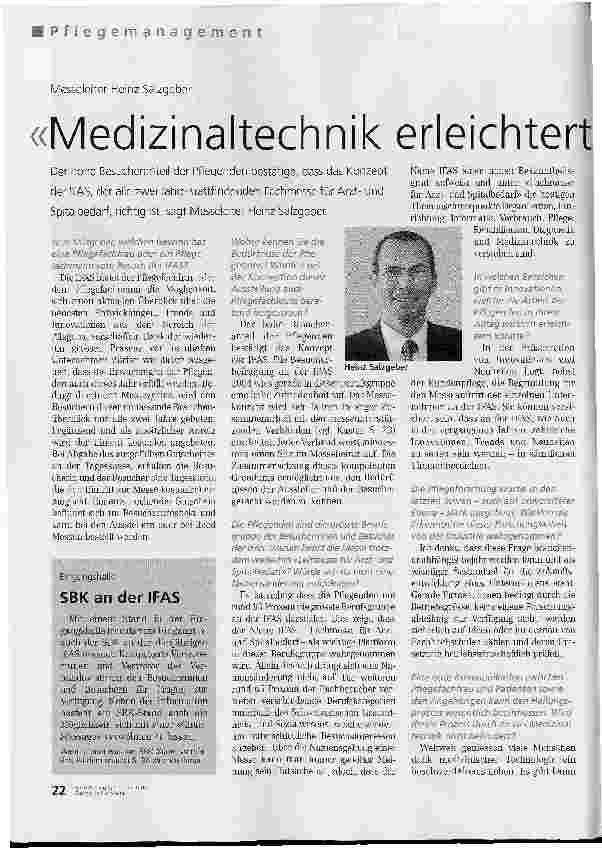 Vorschauseite 1: Medizinaltechnik erleichtert Arbeit der Pflegenden