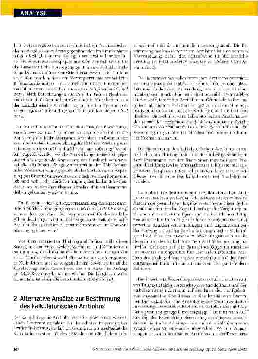 Vorschauseite 2: Der kalkulatorische Arztlohn in der ärztlichen Vergütung