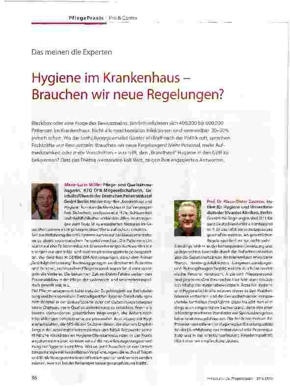 Vorschauseite 1: Hygiene im Krankenhaus -Brauchen wir neue Regelungen?