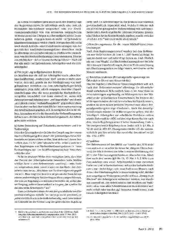 Vorschauseite 3: Der Referentenentwurf des BMAS vom 16.11.2015 zur Änderung des AÜG und anderer Gesetze