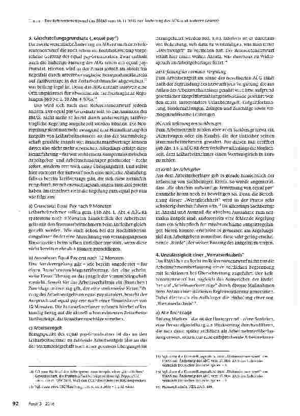 Vorschauseite 4: Der Referentenentwurf des BMAS vom 16.11.2015 zur Änderung des AÜG und anderer Gesetze
