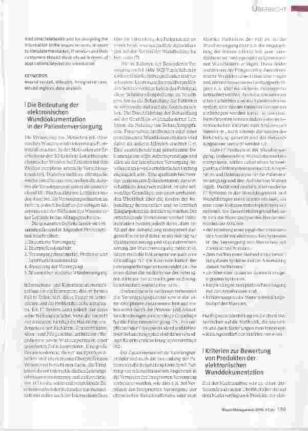 Vorschauseite 2: Szenarien zur Bewertung von elektronischen Wunddokumentationssystemen; Die Studie des AOK Bundesverbandes