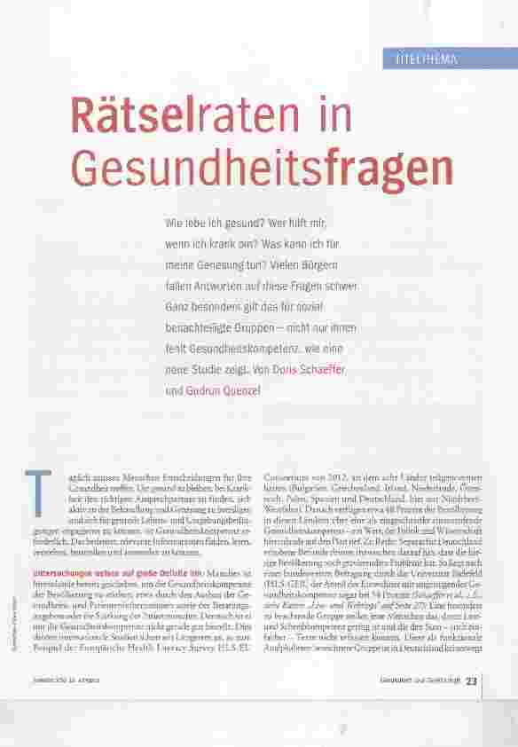 Vorschauseite 2: Rätselraten in Gesundheitsfragen