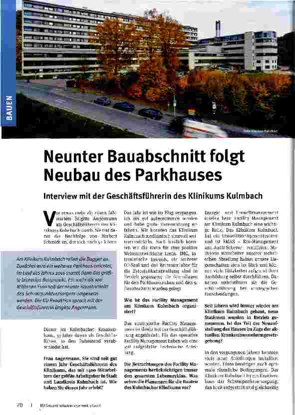 Vorschauseite 1: Neunter Bauabschnitt folgt Neubau des Parkhauses
