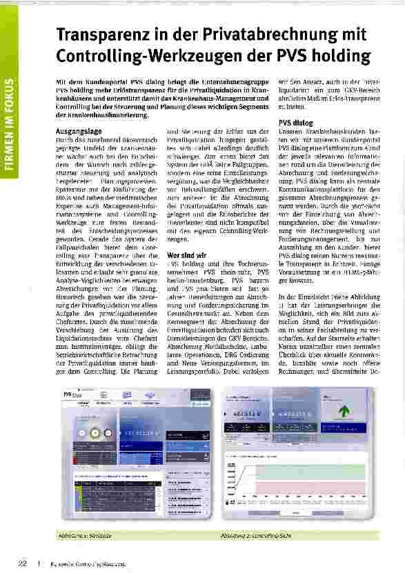 Vorschauseite 1: Transparenz in der Privatabrechnung mit Controlling-Werkzeugen der PVS holding