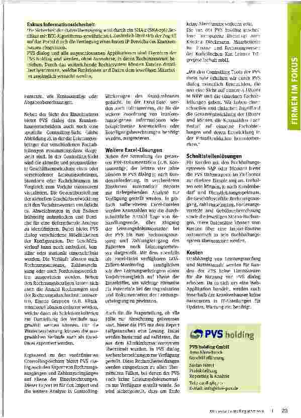 Vorschauseite 2: Transparenz in der Privatabrechnung mit Controlling-Werkzeugen der PVS holding