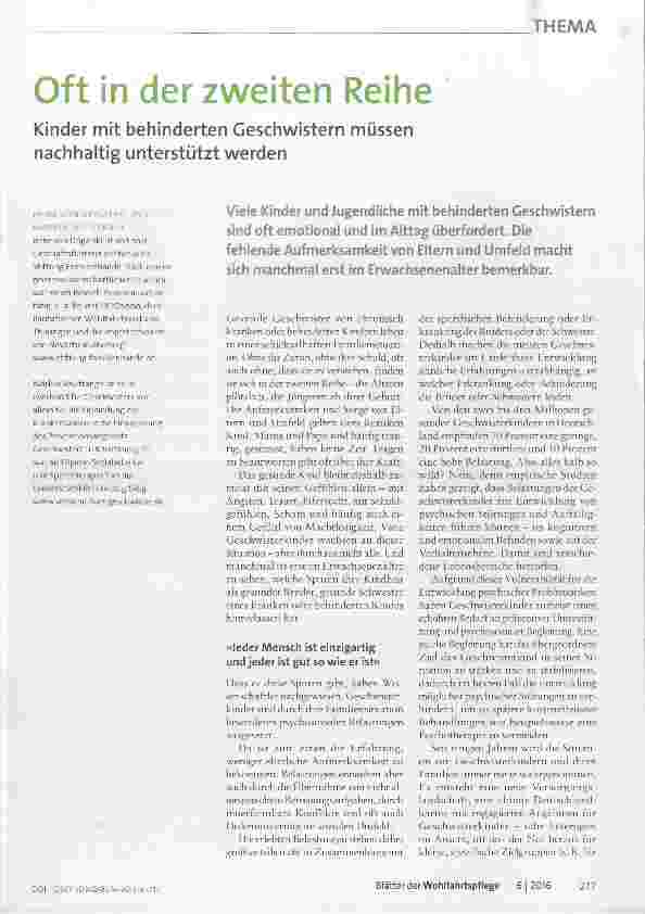 Vorschauseite 1: Oft in der zweiten Reihe