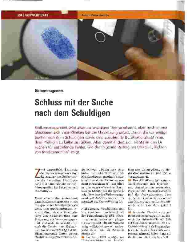 Vorschauseite 1: Schluss mit der Suche nach dem Schuldigen