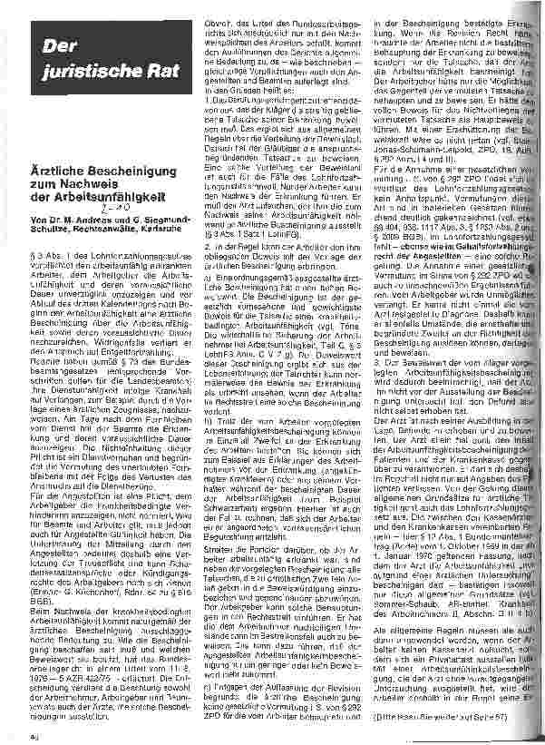 Vorschauseite 1: Ärtzliche Bescheinigung zum Nachweis der Arbeitsunfähigkeit
